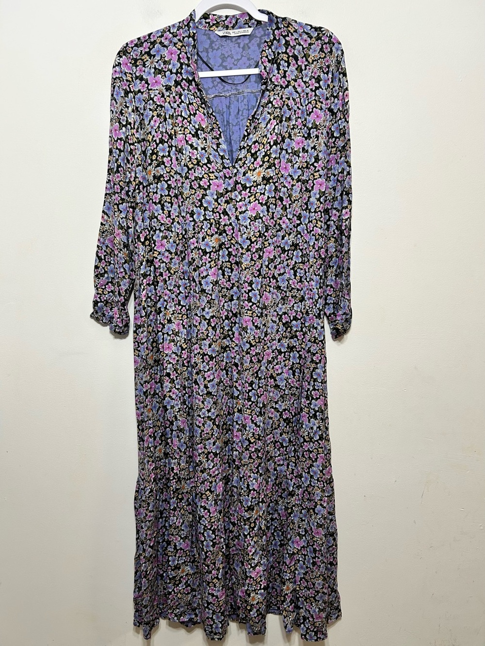 Zara Ditsy Floral Cottagecore Prairie Maxi Dress Womens Size Large - Picture 2 of 8